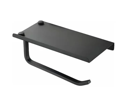 Держатель д/туалетной бумаги без крышки с полкой черный HB330-7 (Haiba) *1