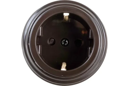 Розетка 1-м "Ретро" с земл. со шторками 16А ОУ РА16-0206 шоколад (Bylectrica) *1
