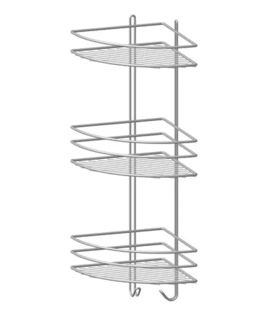 Полка угловая 3-яр "Proffero" 200х200х585мм с вешалками матовый хром П0002065 *1