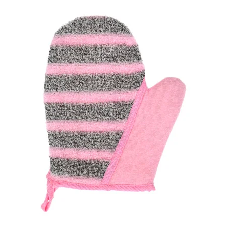 Мочалка "Женская" варежка, 18х22 см, двусторонняя, серо-розовая, medium/soft "Банные штучки" 41463 *