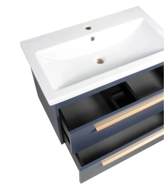 Тумба подвесная AGATA Тасмания 80 АТ80-505 Черника, 2 ящика с раковиной Como 80