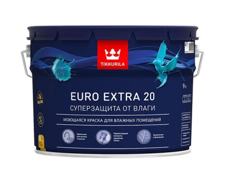 Краска для влажных помещений EURO EXTRA 20 C полуматовая 9л