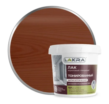 Лак ВД тонированный Махагон 0,9кг(Лакра) 0007566 *1/6