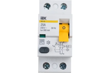 Выключатель дифференциального тока (УЗО) 2п 25А 300мА тип AC ВД1-63 IEK MDV10-2-025-300