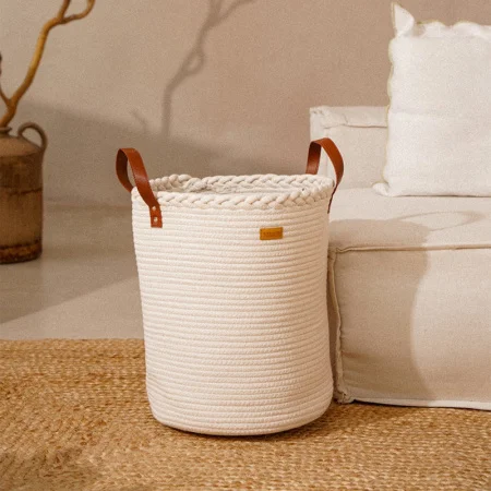 Корзина для белья плетеная круглая "Коттон" Sima-land Home 35х40 см, хлопок   9932438