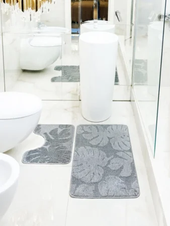 Коврик для ванной My Crystal Gold 60х100/50х60см серый монстера МС2-009