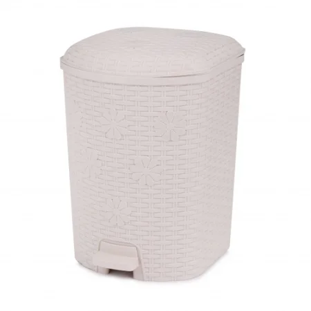Контейнер для мусора "Плетенка" 12л с педалью  Слон.кость