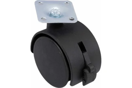 Колесо мебельное поворот. пластик, черн, площадка, D50, с торм - накл Tech-Krep 151209 *1