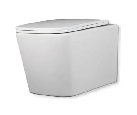 Унитаз подвесной безободковый белый, тонкое сиденье дюропласт микролифт soft close IBERICA BLANCA, TOLEDO ALTO, IB.TLA.231.1B1