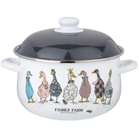 Кастрюля Agness Эмалированная С Эмал.Крышкой Серия "Family Farm", 5.0 Л, 24*14 См