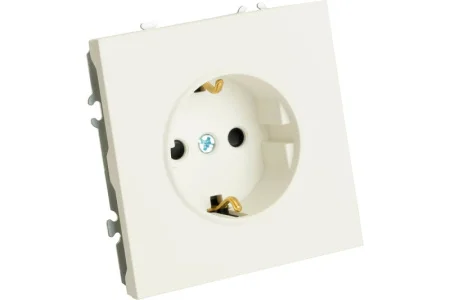 Розетка 1-м "Эмили" с защитной шторкой с/з (механизм) 250В 16А белый фарфор soft touch RST16-5110-01
