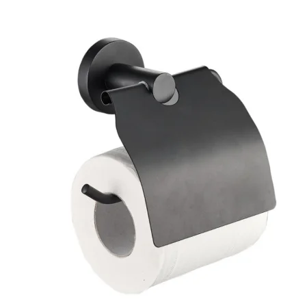 Держатель д/туалетной бумаги с крышкой "20586" черный 102030 (Zenfort) *1