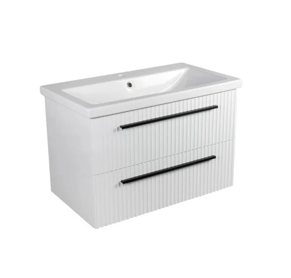 Тумба подвесная AGATA Суматра 80 АТ80-958 Белый матовый, 2 ящика с раковиной Como 80