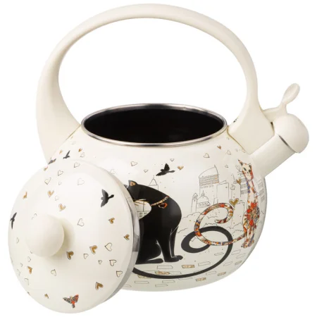 Чайник Agness Эмалированный Со Свистком, Серия "Парижские Коты" 2,2Л, Индукционное Дно