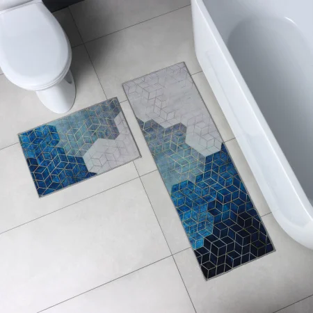 Набор ковриков для ванны и туалета 2шт 40х120, 40х60см Галелео синий 6847635