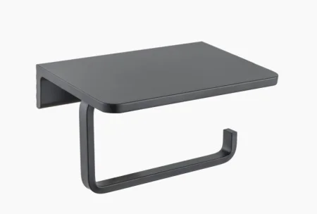 Держатель д/туалетной бумаги с полкой "Болеро" черный матовый 102388 (Zenfort) *1