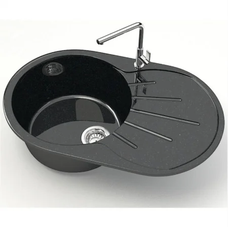 Мойка глянцевая Касандра Z110Q4 Черный Granit BERGG Д-730мм, Ш-450мм, Г- 215мм