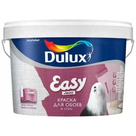 Краска Dulux Easy для стен и обоев матовая BW 9л