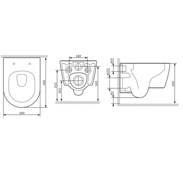 Унитаз подвесной Am.Pm Func FlashClean C8F1700MBSC сиденье микролифт, черный матовый