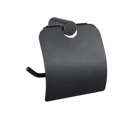 Держатель д/туалетной бумаги с крышкой черный HB8403-7 (Haiba) *1