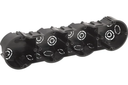 Коробка установочная KUT-4-70-45 черная 4х местная 283х70х45мм для твердых стен саморезы IP30 Б0064956 (Эра) *1