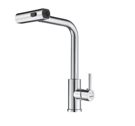 Смеситель для кухни одноручный гибкий выдвижной излив Shevanik S263 хром