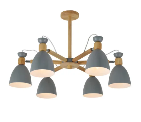 Светильник потолочный LV 9446/6 Лаура Серый/дерево Е27 60W Ø740 H480мм