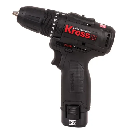 Дрель-шуруповерт ударная аккумуляторная бесщеточная KRESS, KU362.2, 12В, 38Нм, 2Ач x2, ЗУ 1,5А, набо
