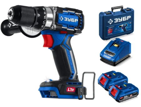 Дрель-шуруповерт аккум. Зубр Профессионал DB-70-22 20В, 70Нм, 2 АКБ LMS (2Ач), 0-500/0-1800 об/мин (бесщеточный двигатель), кейс *1
