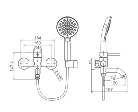 Смеситель для ванны Prohanss P31.30.05 сатин