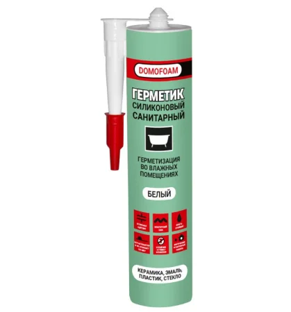 DOMOFOAM герметик силиконовый санитарный 0,26 белый (РОССИЯ)