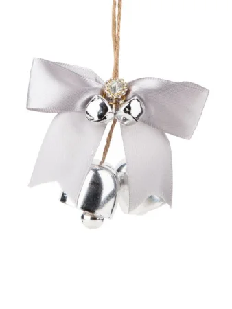 Украшение подвесное Серебристый бантик 8,5x11x3см арт.88645 *1