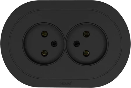 Розетка 2-м OSEN б/з ПБТ чёрный бархат круглая Lezard 744-4200-128B