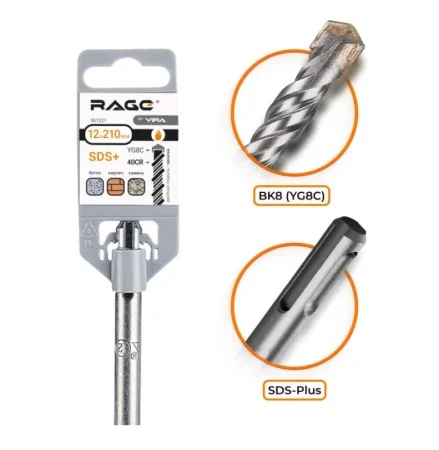 Бур по бетону 12х210мм SDS-plus RAGE by VIRA 561221 *1