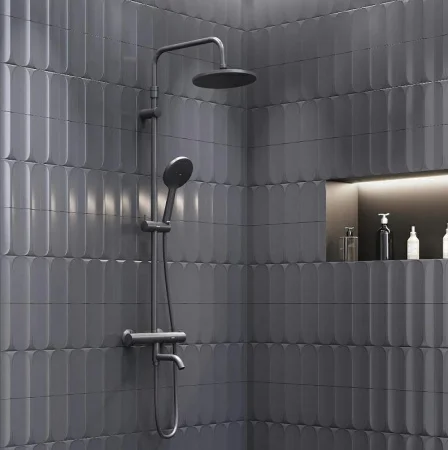 Душевой набор с верх. тропическим душем 1 реж. и руч. душем 3 реж. RedBlu by Damixa Jupiter 977810300 черный