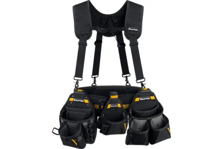 Пояс монтажника KBS-5 в комплекте: пояс монтажника, подтяжки и 3 сумки Kraftool 38760-5 *1