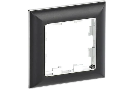 Рамка 1-м "Brite" РУ-1-Бр хром/черный IEK BR-M12-12-2-K23