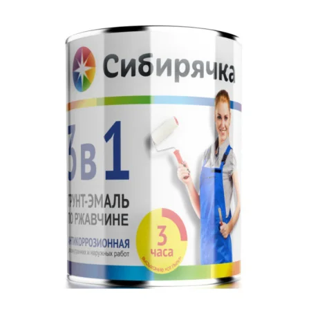 Грунт-эмаль 3в1 по ржавчине Сибирячка черный 5кг