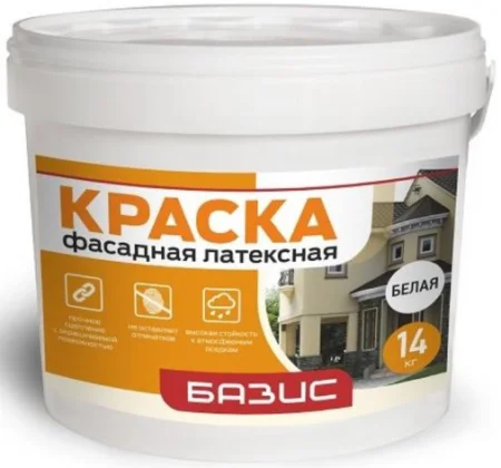 Краска фасадная латексная  белая Базис 7кг