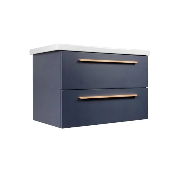 Тумба подвесная AGATA Тасмания 80 АТ80-505 Черника, 2 ящика с раковиной Como 80