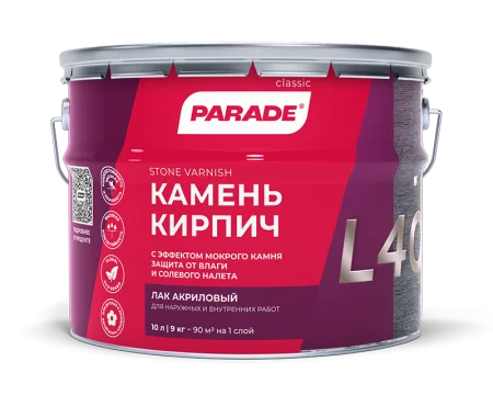 Лак для камня и кирпича акриловый L-40 глянцевый 0,75 л Parade