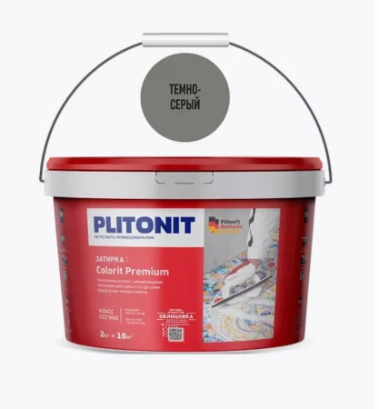 Затирка для швов PLITONIT Colorit Premium 0,5-13мм биоцидная темно-серая 2кг