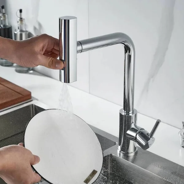 Смеситель для кухни одноручный гибкий выдвижной излив Shevanik S263 хром