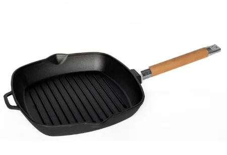 Сковорода-гриль Гардарика 28см h 45 чугунная со съемной деревянной ручкой 0628 *1