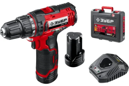 Дрель-шуруповерт аккумуляторная Зубр ДШЛ-125-22 12В, 2 АКБ 2Ач, в кейсе