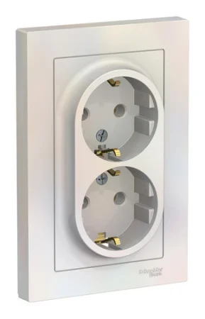 Розетка 2-м AtlasDesign 16А с заземл. в сборе жемчуг SchE ATN000424