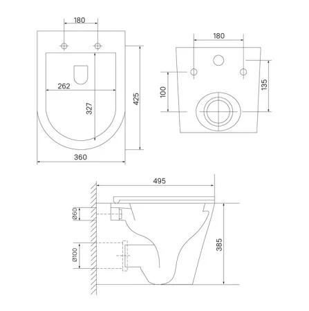 Унитаз подвесной Iddis Axes AXERDSEi25 безободковый