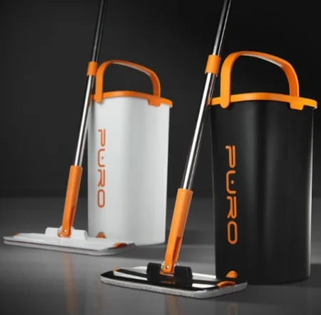 Набор для уборки Puro Flat 9л. (ведро с отжимом + швабра + 3 насадки) белый VE51002 *1