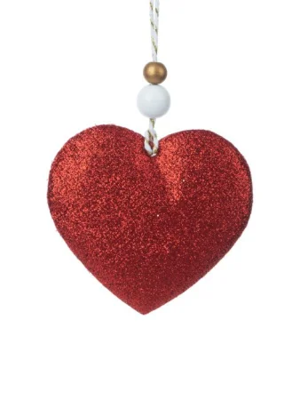 Украшение подвесное Красное сердечко полиэтилен 9,5x8,5x1,5см арт.89485 *1