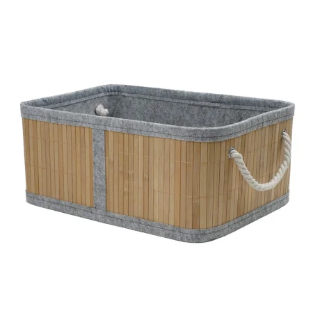 Корзина стеллажная с ручками "Бамбук", Д380 Ш270 В160, натуральный, серый Shan-17L